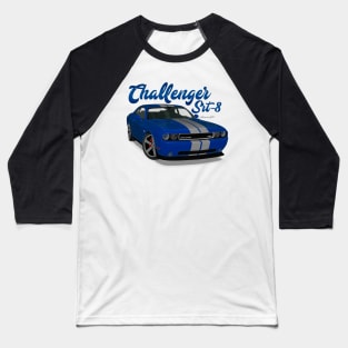 Challenger Srt-8 Blue Stripe Front Baseball T-Shirt